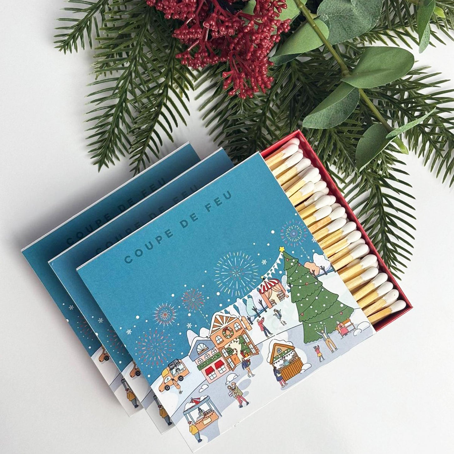 Coupe De Feu Yılbaşı Özel Beyaz Uçlu Kibrit Kutusu